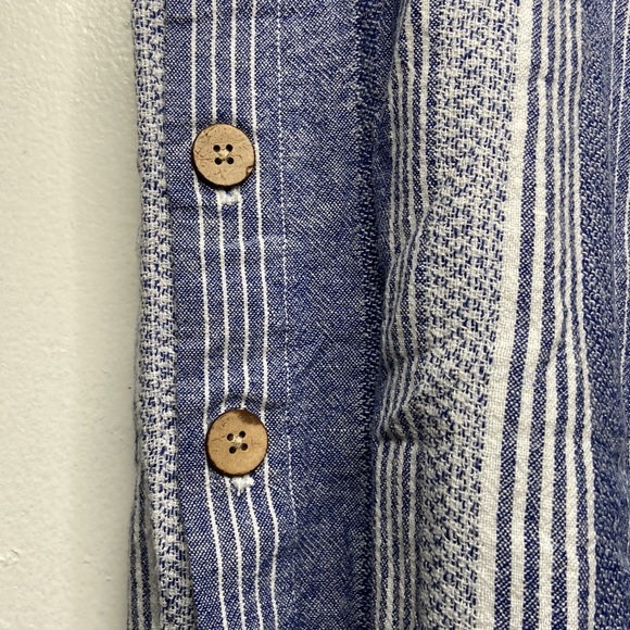 J Jill Womens pull on Linen pants Wide Leg Blue Pinstripes Nautical sz XL Petite - Picture 6 of 9